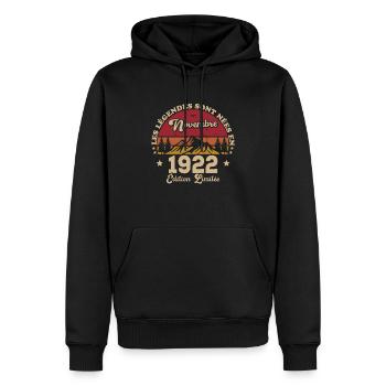 Les Légendes Sont Nées En Novembre 1922 - Sweat à capuche Premium bio Homme - noir - Devant - Nico (187cm)