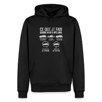 Voiture cadeau fan de voiture | Voiture vintage - Sweat à capuche Premium bio Homme - noir - Devant - Nico (187cm)