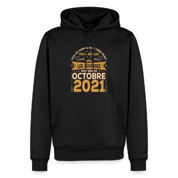 Les Légendes Sont Nées En Octobre 2021 - Sweat à capuche Premium bio Homme - noir - Devant - Nico (187cm)
