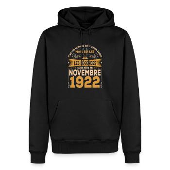 Les Légendes Sont Nées En Novembre 1922 - Sweat à capuche Premium bio Homme - noir - Devant - Nico (187cm)