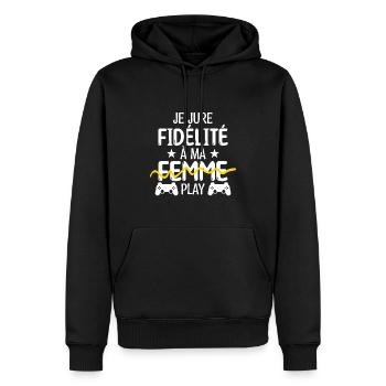 Meilleur Gamer | cadeau pour un Gamer marié - Sweat à capuche Premium bio Homme - noir - Devant - Nico (187cm)