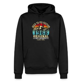 Perfekt gealtert 1968 original - Männer Premium Bio Hoodie - Schwarz - Vorne - Nico (187cm)