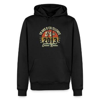 Mai 2013 10 Ans Anniversaire Vintage Idée Cadeau - Sweat à capuche Premium bio Homme - noir - Devant - Nico (187cm)