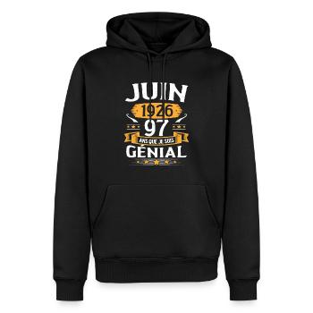 Juin 1926 97 Ans Que Je Suis Génial Anniversaire - Sweat à capuche Premium bio Homme - noir - Devant - Nico (187cm)