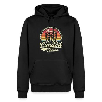 Jubiläum 1961 Jahrgang Jahrgang 1961 Jahrgang am besten - Männer Premium Bio Hoodie - Schwarz - Vorne - Nico (187cm)