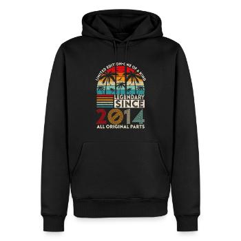 Légendaire Depuis 2014 Toutes Les Pièces D'origine - Sweat à capuche Premium bio Homme - noir - Devant - Nico (187cm)