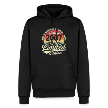 Jubiläum 2007 Jahrgang Jahrgang 2007 Jahrgang Bester Jahrgang - Männer Premium Bio Hoodie - Schwarz - Vorne - Nico (187cm)