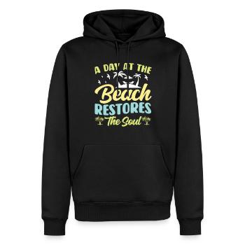Une journée à la plage restaure l’âme - Sweat à capuche Premium bio Homme - noir - Devant - Nico (187cm)