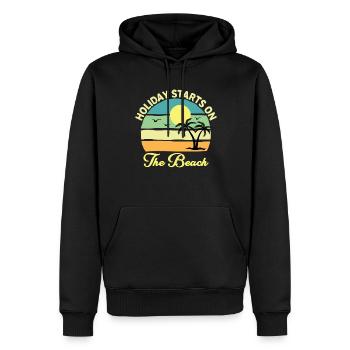 Der Urlaub Beginnt Am Strand - Sommerferien - Männer Premium Bio Hoodie - Schwarz - Vorne - Nico (187cm)