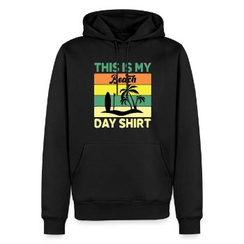 This is my beach shirt - beach holiday - Men’s Premium Organic Hoodie - black - Front - Nico (187cm)