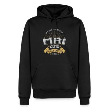 Mai 2018 5 Ans Anniversaire Vintage Idée Cadeau - Sweat à capuche Premium bio Homme - noir - Devant - Nico (187cm)
