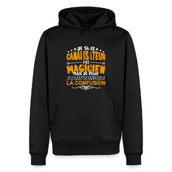 Canalisateur | Canalisateur pas Magicien | Meilleu - Sweat à capuche Premium bio Homme - noir - Devant - Nico (187cm)