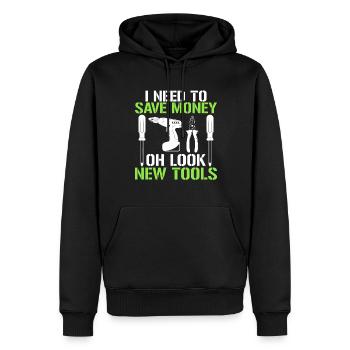Ich Muss Geld Sparen Oh Schau Mal Neues Werkzeug - Männer Premium Bio Hoodie - Schwarz - Vorne - Nico (187cm)