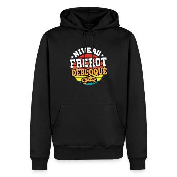 Niveau frérot débloqué cadeau frère humour frangin - Sweat à capuche Premium bio Homme - noir - Devant - Nico (187cm)