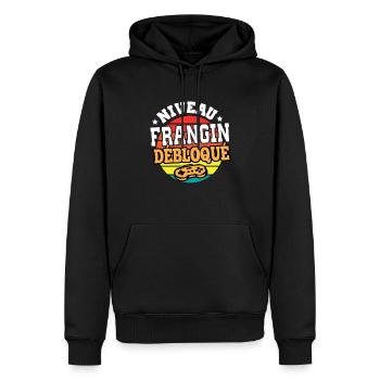 Niveau frangin débloqué cadeau frère humour - Sweat à capuche Premium bio Homme - noir - Devant - Nico (187cm)