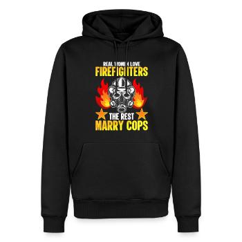 Echte Frauen Lieben Feuerwehrleute - Lustiger - Männer Premium Bio Hoodie - Schwarz - Vorne - Nico (187cm)