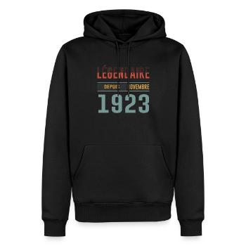 Légendaire Depuis Novembre 1923 Anniversaire - Sweat à capuche Premium bio Homme - noir - Devant - Nico (187cm)
