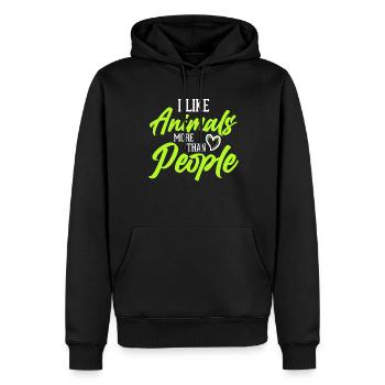 Ich Mag Tiere Mehr Als Menschen - Vegan - Männer Premium Bio Hoodie - Schwarz - Vorne - Nico (187cm)