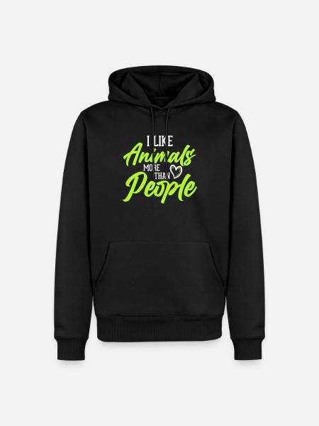 Ich Mag Tiere Mehr Als Menschen - Vegan - Männer Premium Bio Hoodie - Schwarz