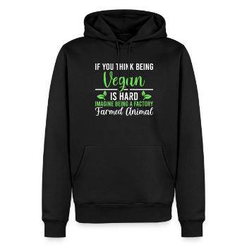 Si vous pensez qu’être végétalien est difficile - végétalien - Sweat à capuche Premium bio Homme - noir - Devant - Nico (187cm)