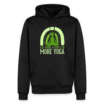 Eat more plants Do more yoga - Men’s Premium Organic Hoodie - black - Front - Nico (187cm)