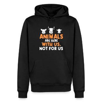 Les animaux sont ici avec nous. Pas pour nous. -Végétalien - Sweat à capuche Premium bio Homme - noir - Devant - Nico (187cm)