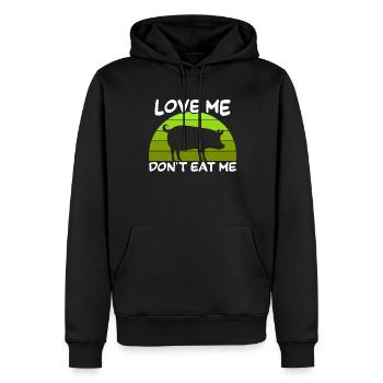 Aimez-moi ne me mangez pas - dicton végétalien - Sweat à capuche Premium bio Homme - noir - Devant - Nico (187cm)