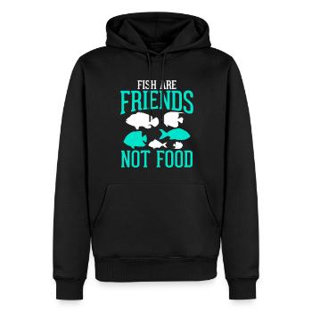 Les Poissons sont amis Pas de nourriture - végétalien - Sweat à capuche Premium bio Homme - noir - Devant - Nico (187cm)