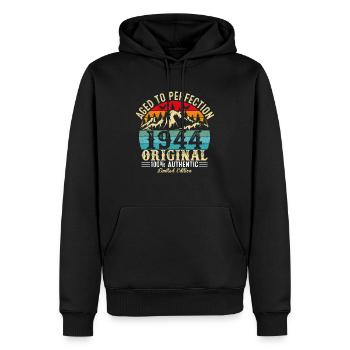 Perfekt gealtert 1944 Original - Männer Premium Bio Hoodie - Schwarz - Vorne - Nico (187cm)