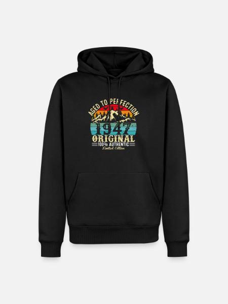 Perfekt gealtert 1947 original - Männer Premium Bio Hoodie - Schwarz