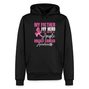 Ma mère Mon héros, c’est maintenant mon cancer du sein - Sweat à capuche Premium bio Homme - noir - Devant - Nico (187cm)