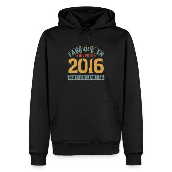 Fabriqué En Novembre 2016 Édition Limitée - Sweat à capuche Premium bio Homme - noir - Devant - Nico (187cm)