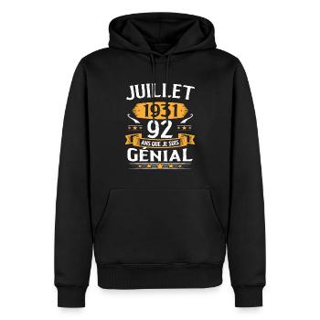 Juillet 1931 92 Ans Que Je Suis Génial Cadeau - Sweat à capuche Premium bio Homme - noir - Devant - Nico (187cm)