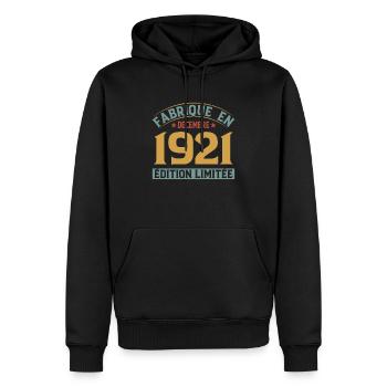 Fabriqué En Décembre 1921 Édition Limitée - Sweat à capuche Premium bio Homme - noir - Devant - Nico (187cm)
