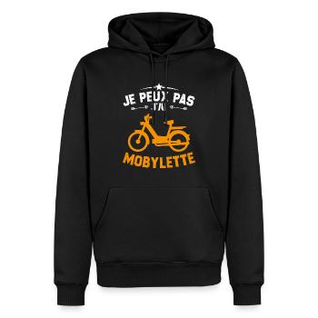 Je Peux Pas J'ai Mobylette Cadeau - Sweat à capuche Premium bio Homme - noir - Devant - Nico (187cm)