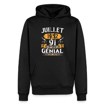 Juillet 1932 91 Ans Que Je Suis Génial Cadeau - Sweat à capuche Premium bio Homme - noir - Devant - Nico (187cm)