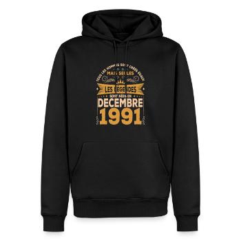 Les Légendes Sont Nées En Décembre 1991 - Sweat à capuche Premium bio Homme - noir - Devant - Nico (187cm)