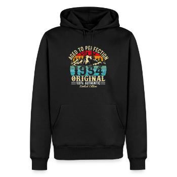 Aged to perfection 1954 original - Men’s Premium Organic Hoodie - black - Front - Nico (187cm)