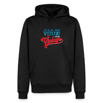 Homme Vieux Papy Fête Des Grands-Pères - Sweat à capuche Premium bio Homme - noir - Devant - Nico (187cm)