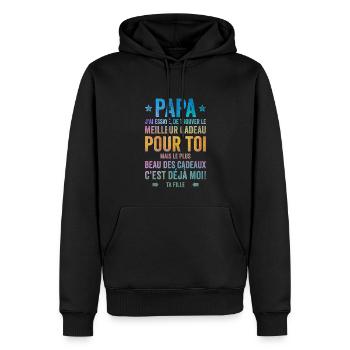 Papa Meilleur Cadeau C'est Moi Ta Fille - Sweat à capuche Premium bio Homme - noir - Devant - Nico (187cm)