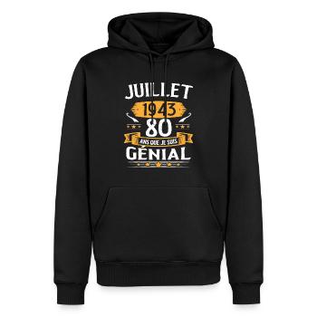 Juillet 1943 80 Ans Que Je Suis Génial Cadeau - Sweat à capuche Premium bio Homme - noir - Devant - Nico (187cm)