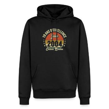 Juin 2004 19 Ans Anniversaire Vintage Idée Cadeau - Sweat à capuche Premium bio Homme - noir - Devant - Nico (187cm)