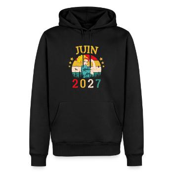 Juin 2027 Anniversaire Vintage Happy Birthday - Sweat à capuche Premium bio Homme - noir - Devant - Nico (187cm)