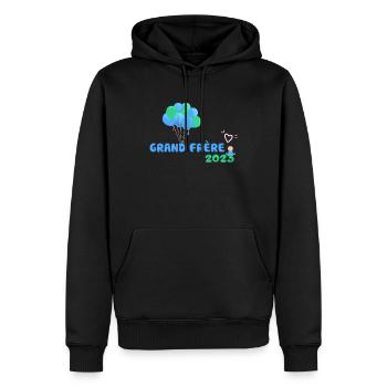 Grand Frère 2023 Idée Cadeau Annonce Grossesse - Sweat à capuche Premium bio Homme - noir - Devant - Nico (187cm)