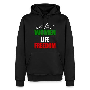 Women life freedom - Sweat à capuche Premium bio Homme - noir - Devant - Nico (187cm)