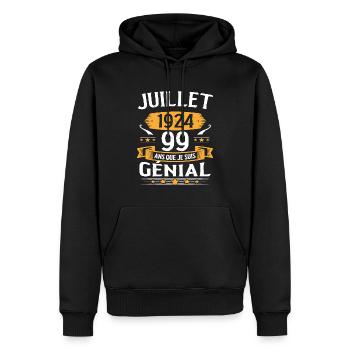 Juillet 1924 99 Ans Que Je Suis Génial Cadeau - Sweat à capuche Premium bio Homme - noir - Devant - Nico (187cm)