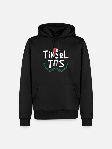 Womens Klatergoud Tieten Funny Christmas - Mannen Premium Bio hoodie - zwart