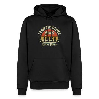Juillet 1951 72 Ans Anniversaire Vintage Idée Cade - Sweat à capuche Premium bio Homme - noir - Devant - Nico (187cm)