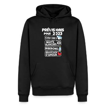 Prévisions pour 2023 Humour Futur Papa pour 2023 - Sweat à capuche Premium bio Homme - noir - Devant - Nico (187cm)