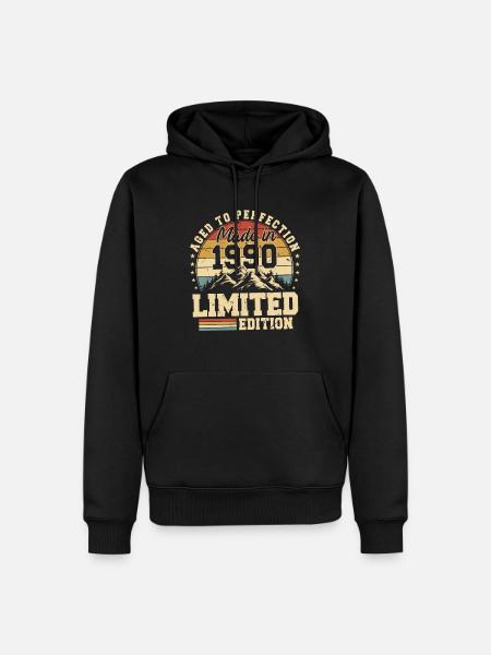 Einzigartig seit 1990 - Männer Premium Bio Hoodie - Schwarz